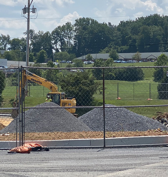 Photo of a temporary construction fence